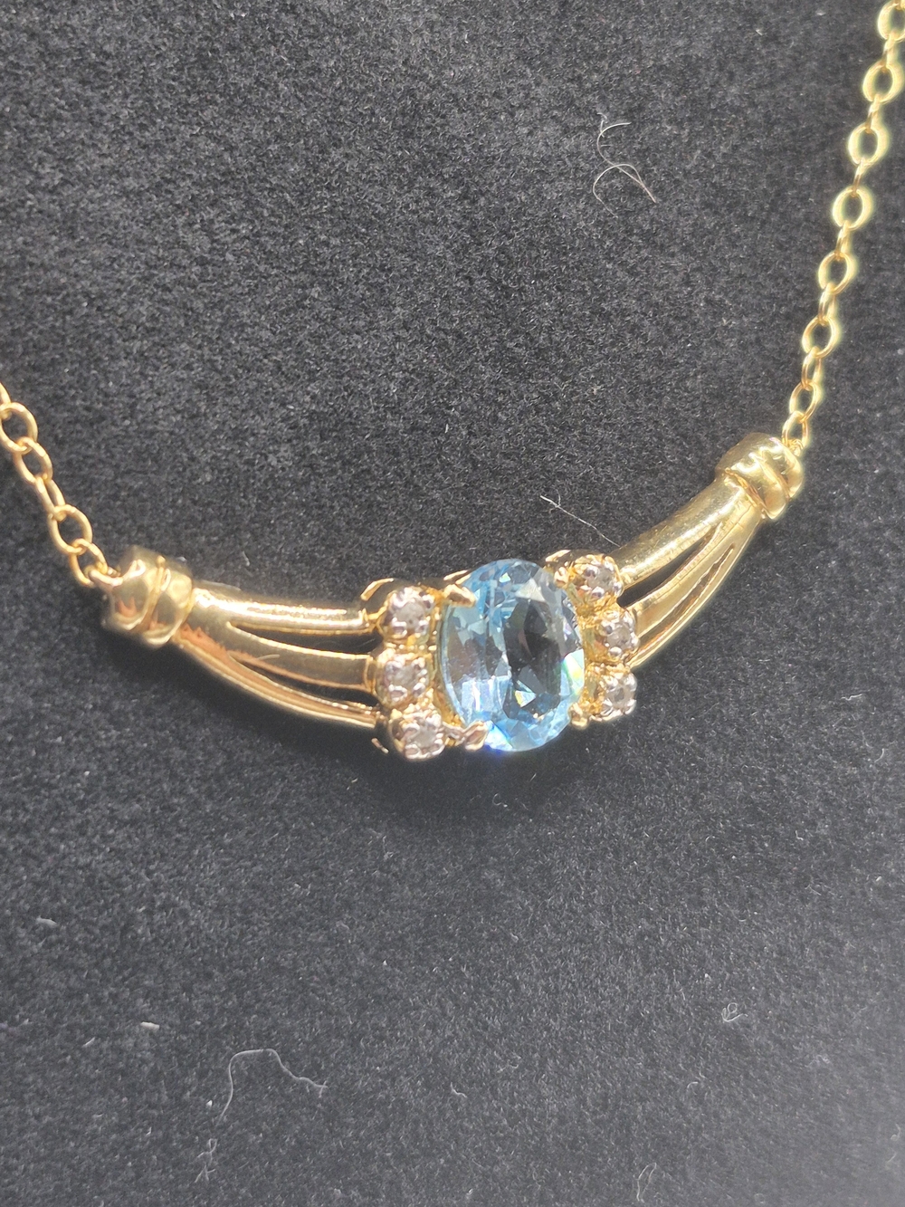 Genuine Topaz And Diamond Necklace.